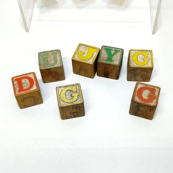 Alphabet Number Wooden Blocks Circa 1950s Play Education Toys Brand Unknown VTG - Picture 3 of 7